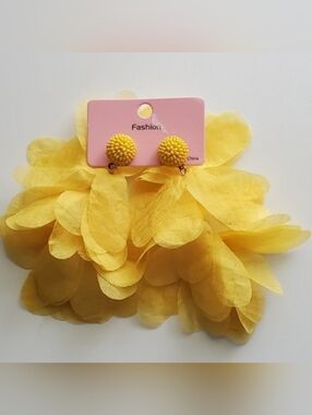 Yellow Chiffon Earrings - Whimsical